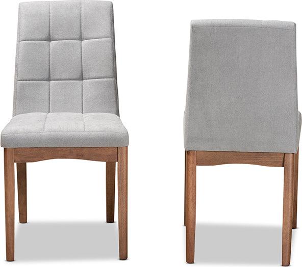 Wholesale Interiors Dining Chairs - Tara Mid-Century Modern Grey Fabric and Brown Wood 2-Piece Dining Chair Set
