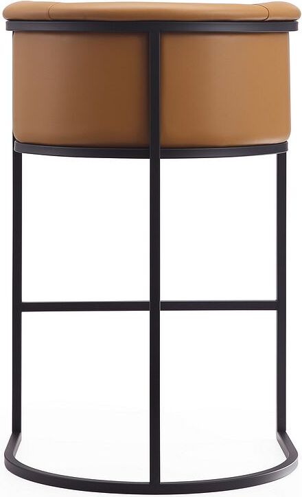 Manhattan Comfort Barstools - Cosmopolitan 37.8 in. Camel and Black Metal Barstool (Set of 3)