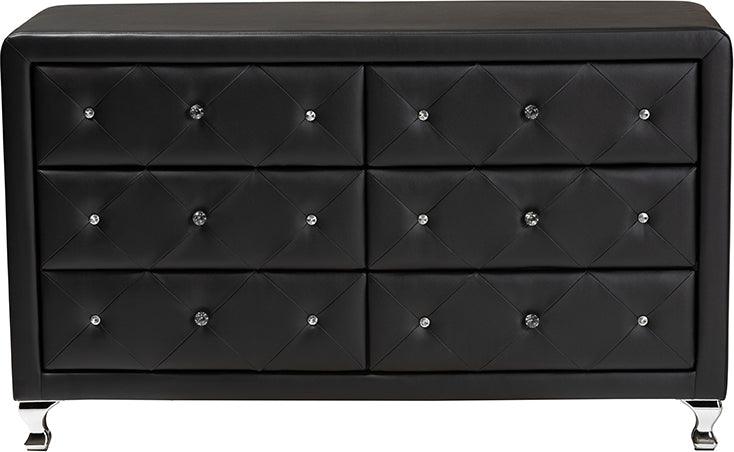 Wholesale Interiors Dressers - Luminescence Black Faux Leather Upholstered Dresser