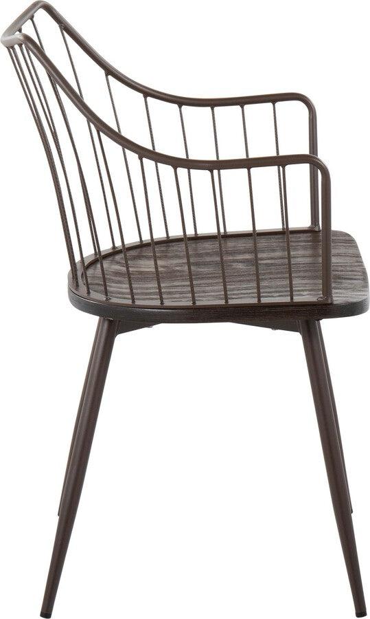 Lumisource Dining Chairs - Winston Farmhouse Style Accent & Dining Chair In Brown Metal & Dark Walnut Wood
