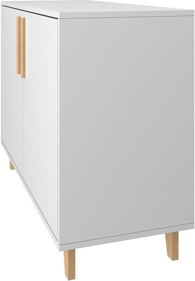 Mid-Century Modern Herald Double Side Cabinet with 2 Shelves in White