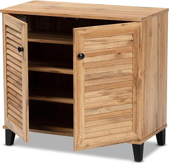 Wholesale Interiors Shoe Storage - Coolidge Oak Brown Finished Wood 2-Door Shoe Storage Cabinet