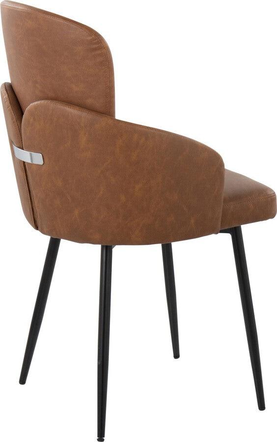 Lumisource Dining Chairs - Dahlia Contemporary Dining Chair In Black Metal & Camel Faux Leather With Chrome Accent (Set of 2)