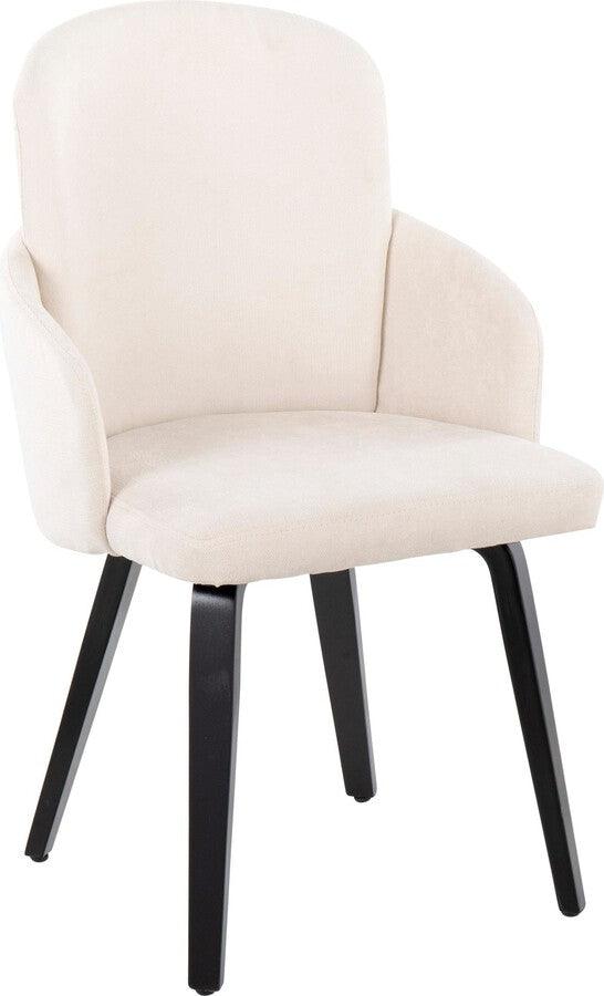 Lumisource Dining Chairs - Dahlia Contemporary Dining Chair In Black Wood & Cream Fabric With Chrome Accent (Set of 2)