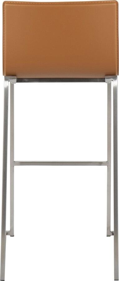 Lumisource Barstools - Mara Barstool In Stainless Steel & Camel Faux Leather (Set of 2)