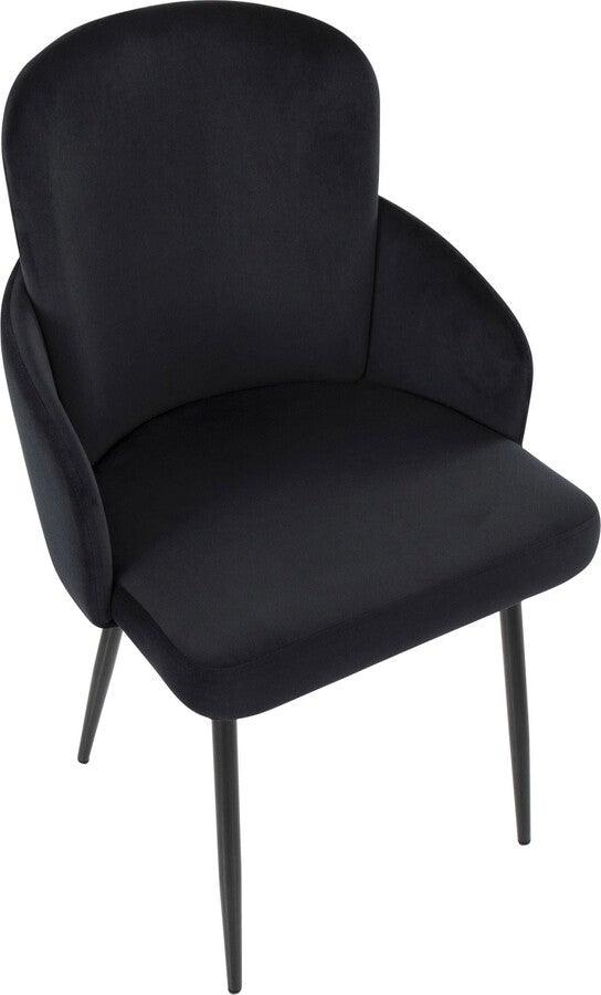 Lumisource Dining Chairs - Dahlia Contemporary Dining Chair In Black Metal & Black Velvet With Gold Accent (Set of 2)