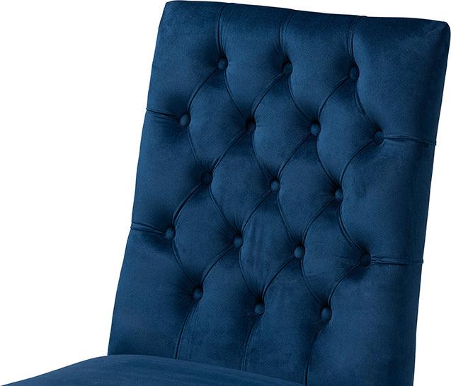 Wholesale Interiors Dining Chairs - Sherine Contemporary and Luxe Navy Blue Velvet Fabric and Silver Metal 2-Piece Dining Chair Set