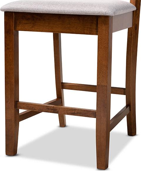 Wholesale Interiors Barstools - Nicolette Contemporary Grey Fabric Upholstered and Walnut Brown Finished Wood 2-Piece