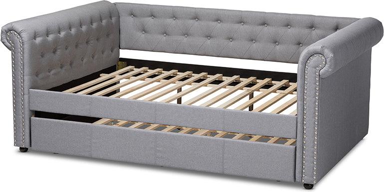 Wholesale Interiors Daybeds - Mabelle Modern and Contemporary Gray Fabric Upholstered Full Size Daybed with Trundle