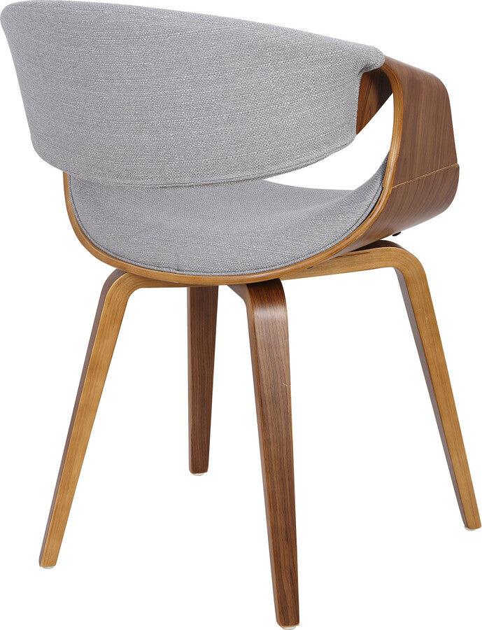 Lumisource Accent Chairs - Curvo Mid-Century Modern Dining/Accent Chair in Walnut and Grey Fabric