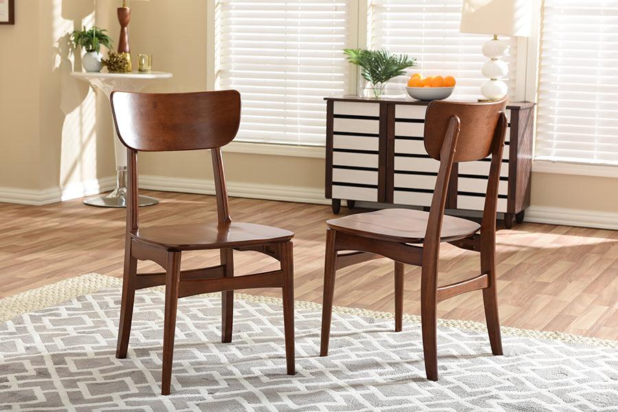 Wholesale Interiors Dining Chairs - Netherlands Mid-century Modern Dark Walnut Bent Wood Dining Side Chair (Set of 2)