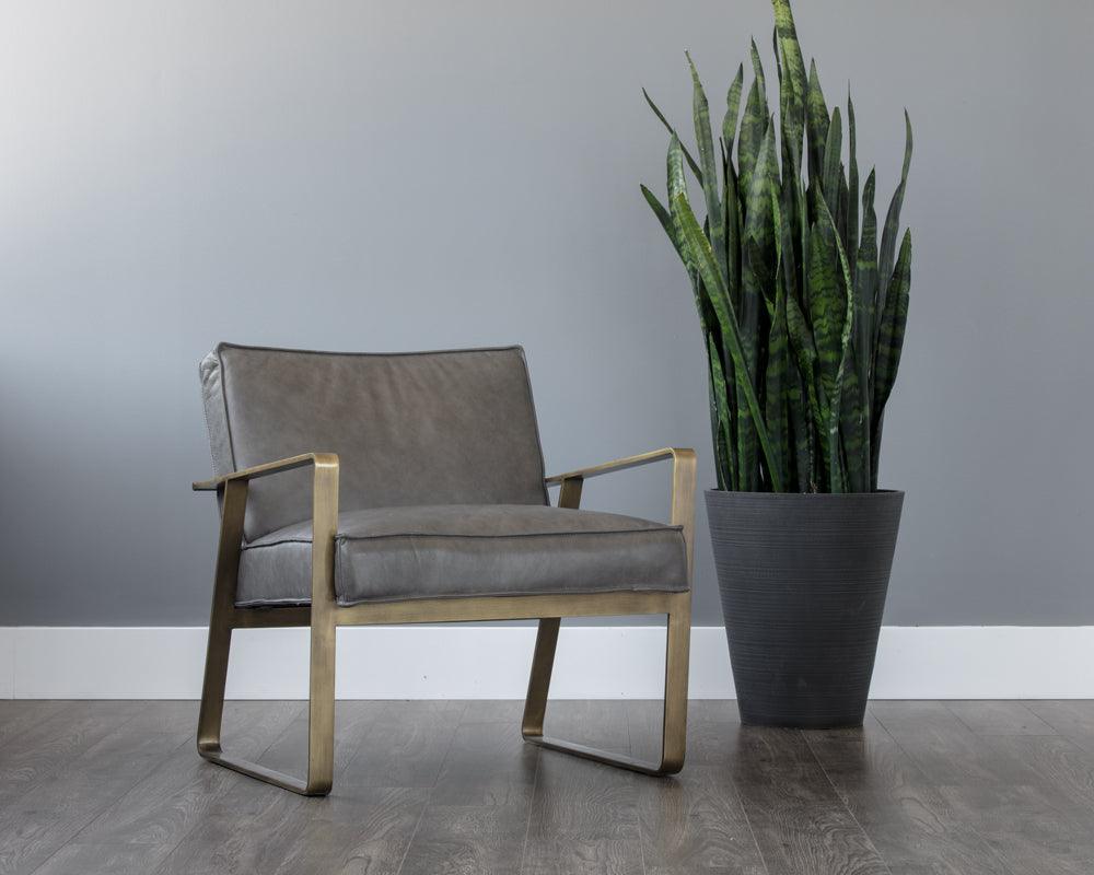 SUNPAN Accent Chairs - Kristoffer Lounge Chair Vintage Steel Gray Leather