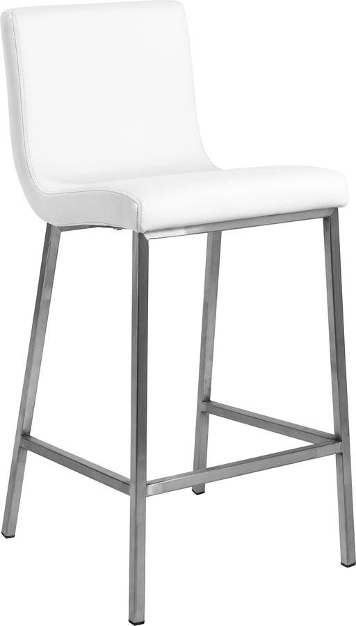Euro Style Barstools - Scott Counter Stool in White and Brushed Stainless Steel - Set of 2