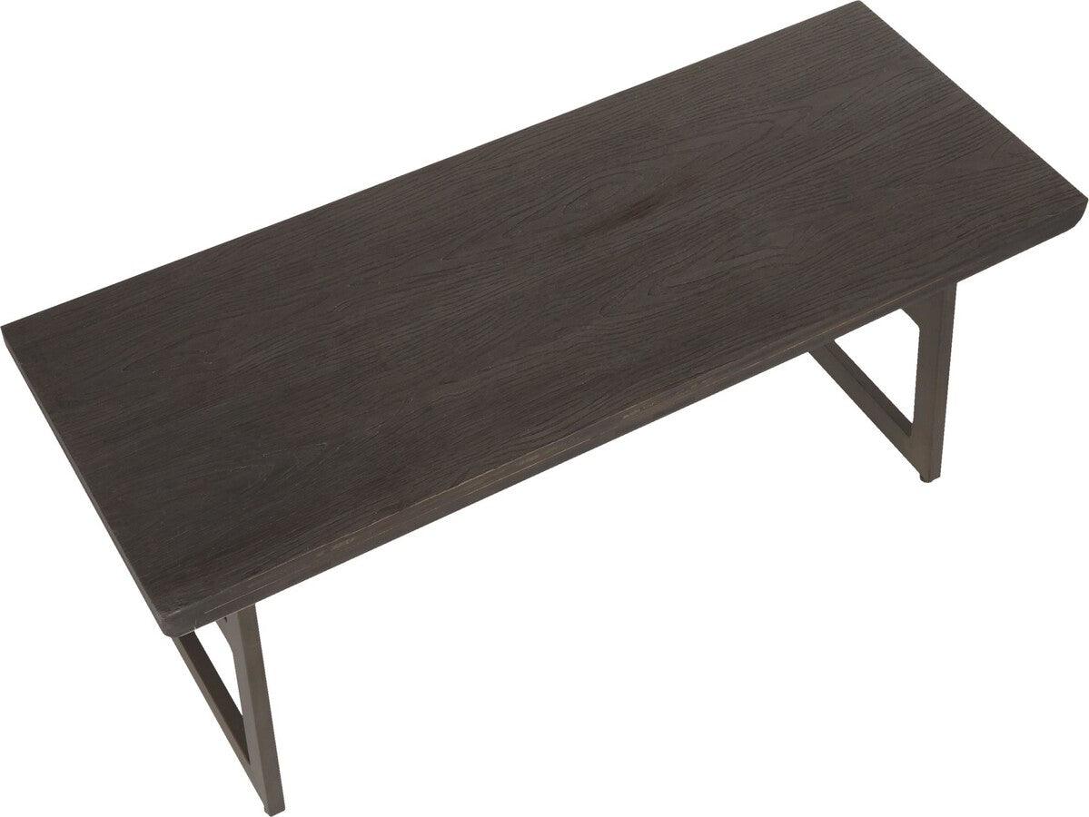 Lumisource Benches - Geo Industrial Bench in Antique Metal and Espresso Wood-Pressed Grain Bamboo
