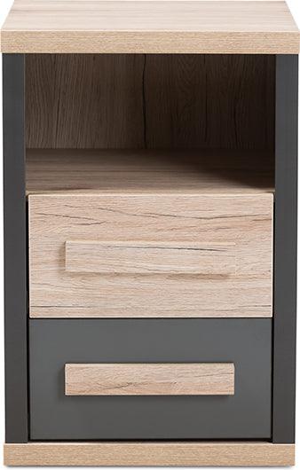 Wholesale Interiors Nightstands & Side Tables - Pandora Nightstand Dark Gray/Oak Light Brown