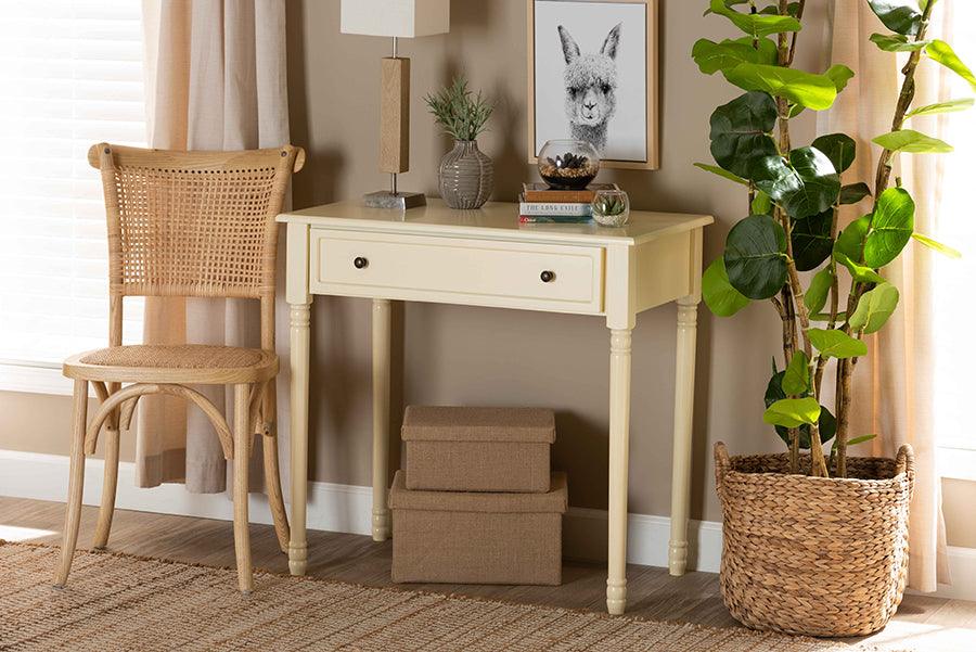 Wholesale Interiors Consoles - Mahler Classic and Traditional White Finished Wood 1-Drawer Console Table