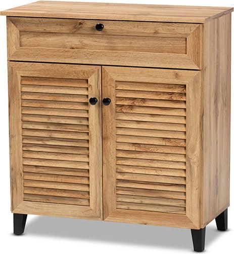 Wholesale Interiors Shoe Storage - Coolidge Oak Brown Finished Wood 1-Drawer Shoe Storage Cabinet