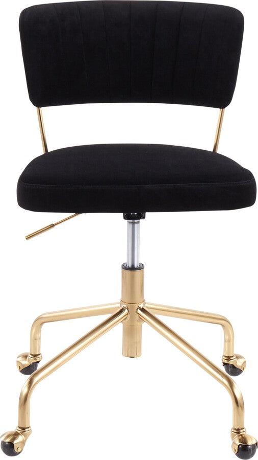 Lumisource Task Chairs - Tania Contemporary Task Chair in Gold Metal & Black Velvet
