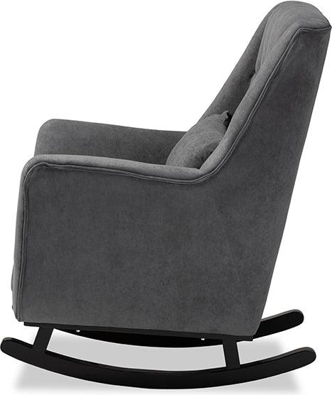 Wholesale Interiors Rocking Chairs - Elisa Modern and Contemporary Grey Fabric and Dark Brown Wood Rocking Chair