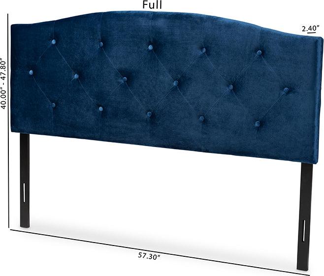 Wholesale Interiors Headboards - Leone Navy Blue Velvet Fabric Upholstered King Size Headboard