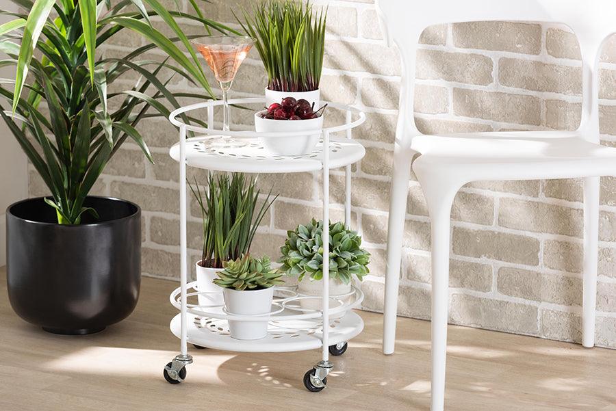 Wholesale Interiors Kitchen & Bar Carts - Dallan Modern Industrial White Metal 2-Tier Kitchen Cart