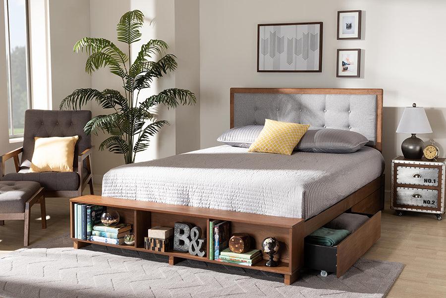 Wholesale Interiors Beds - Cosma Queen Storage Bed Light Gray & Ash Walnut