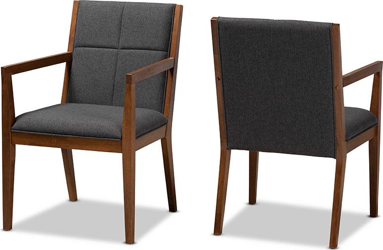 Wholesale Interiors Accent Chairs - Theresa 22.8" Accent Chair Dark Gray & Walnut Brown