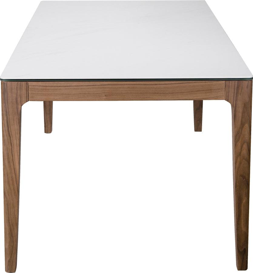 Euro Style Dining Tables - Haldis 71" Dining Table in White Ceramic Glass and Walnut