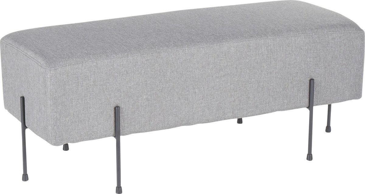 Lumisource Benches - Daniella Contemporary Bench in Black Metal and Grey Fabric