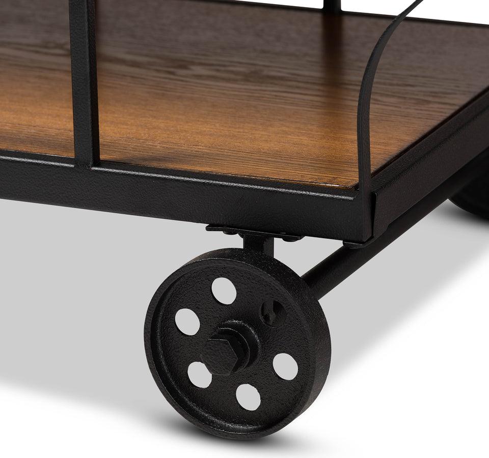 Wholesale Interiors Consoles - Frieda Walnut Brown Wood & Black Finished Metal Console Cart