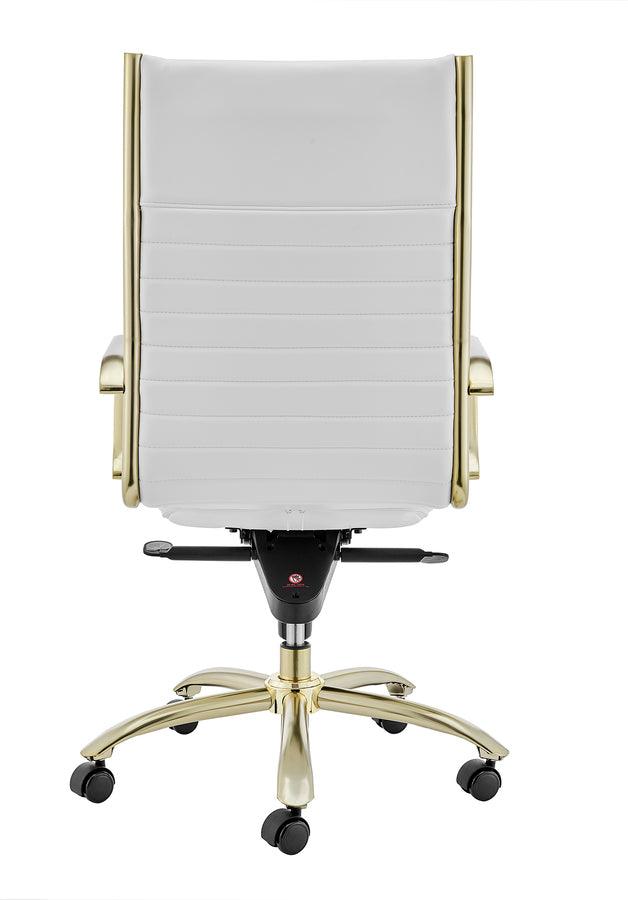 Euro Style Task Chairs - Dirk High Back Office Chair White & Gold
