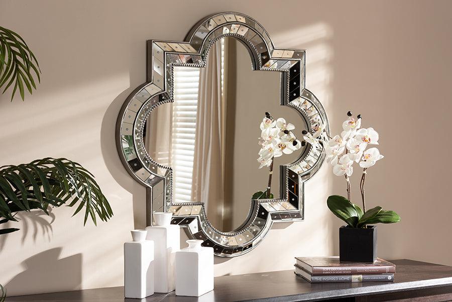 Wholesale Interiors Mirrors - Catia Art Deco Antique Silver Finished Quatrefoil Accent Wall Mirror