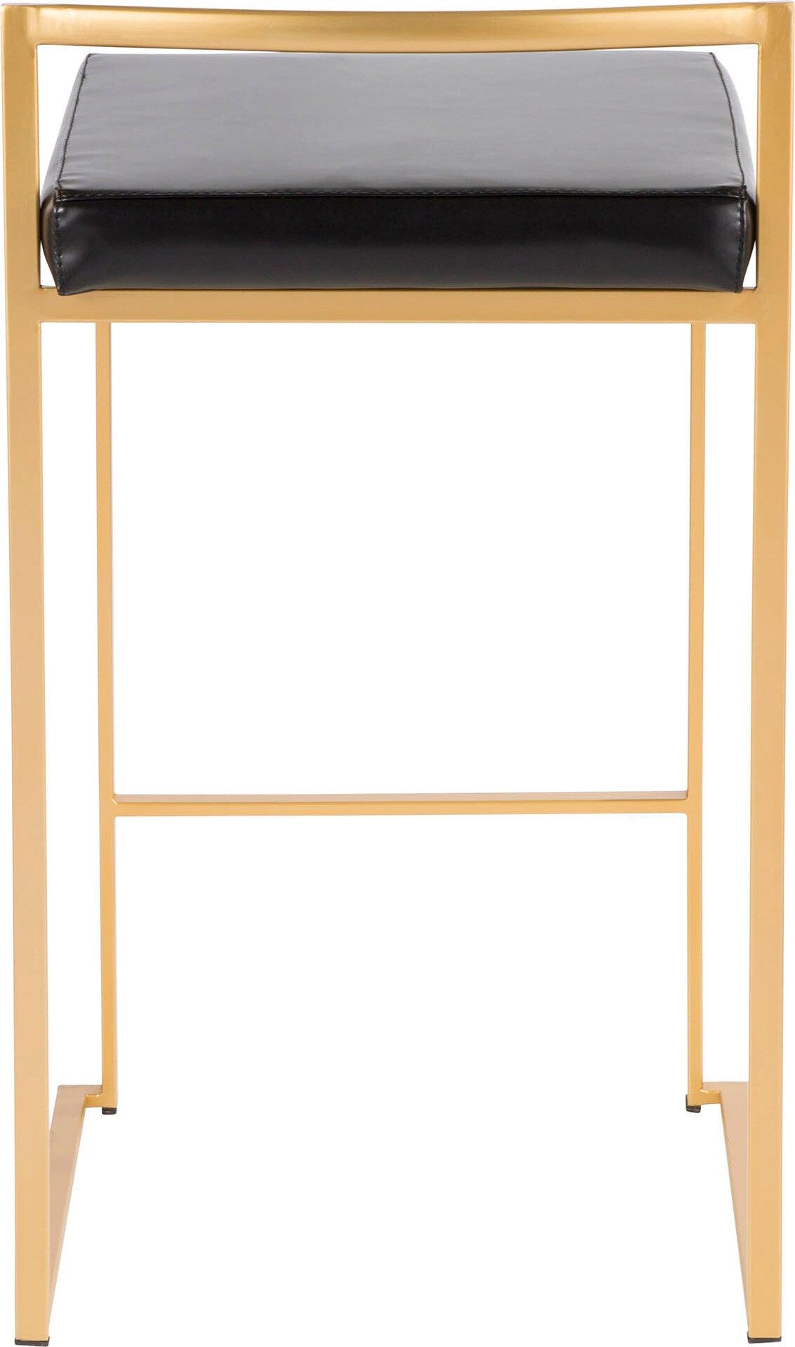 Lumisource Barstools - Fuji Stacker Counter Stool (Set of 2) Gold & Black