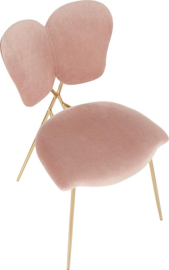 Lumisource Dining Chairs - Madeline Contemporary/Glam Chair in Gold Metal & Blush Pink Velvet - Set of 2