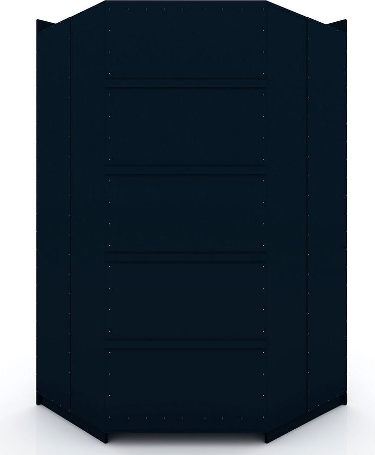 Manhattan Comfort Cabinets & Wardrobes - Mulberry 3.0 Sectional Corner Closet - Set of 3 in Tatiana Midnight Blue
