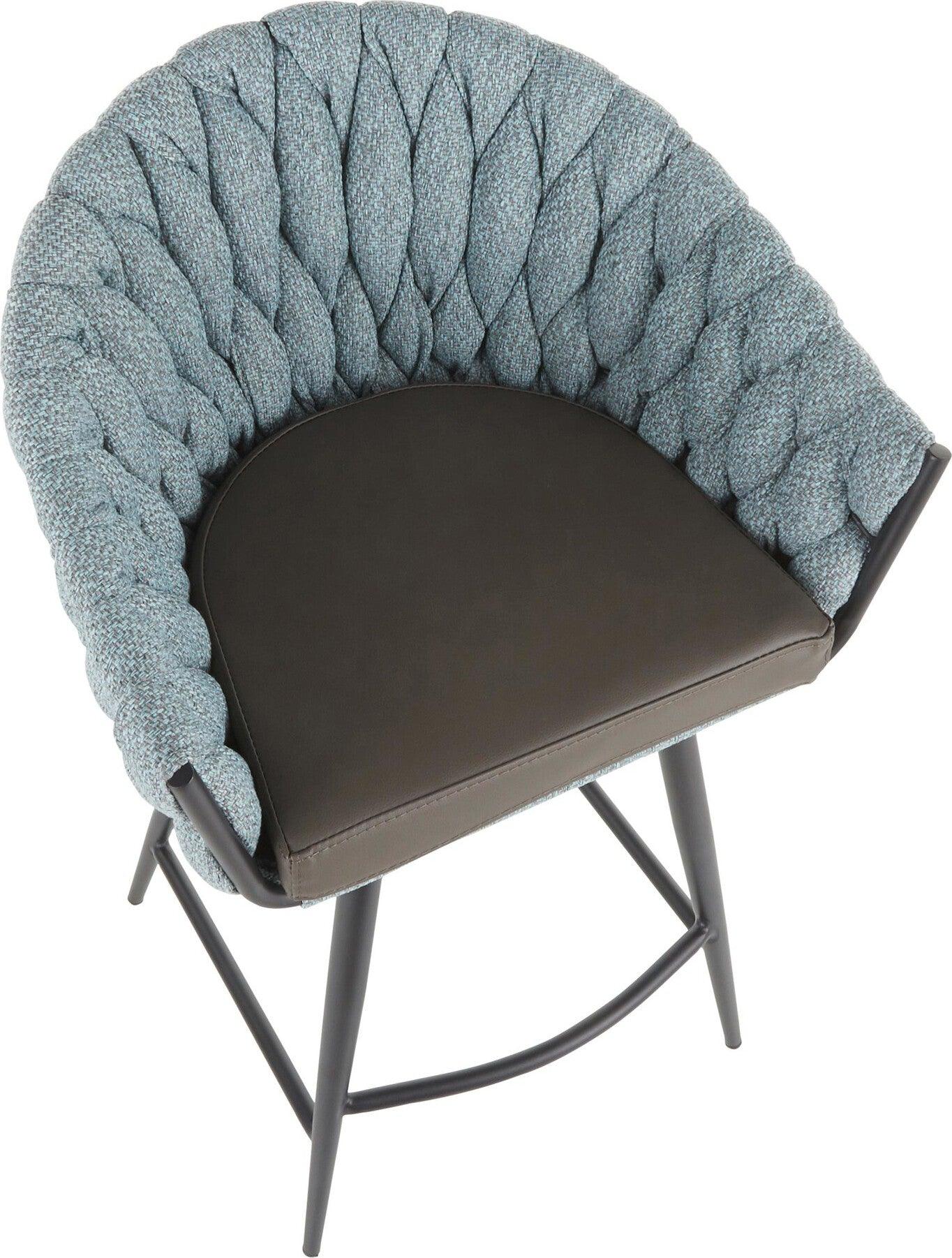 Lumisource Barstools - Braided Matisse Counter Stool Black & Gray & Blue