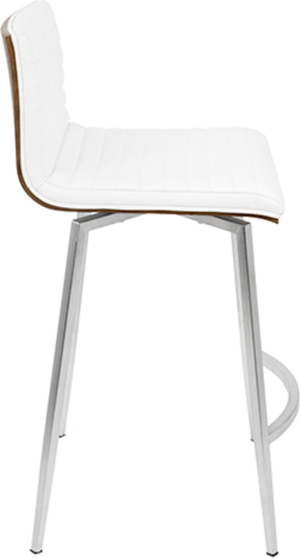 Lumisource Barstools - Mason Swivel Counter Stool & White & Walnut (Set of 2)