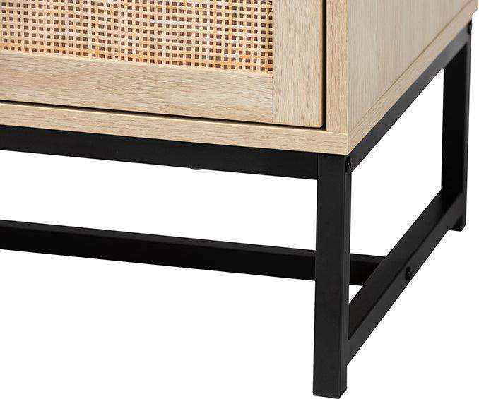 Wholesale Interiors Sideboards - Caterina Natural Brown Finished Wood and Natural Rattan 2-Door Storage Cabinet