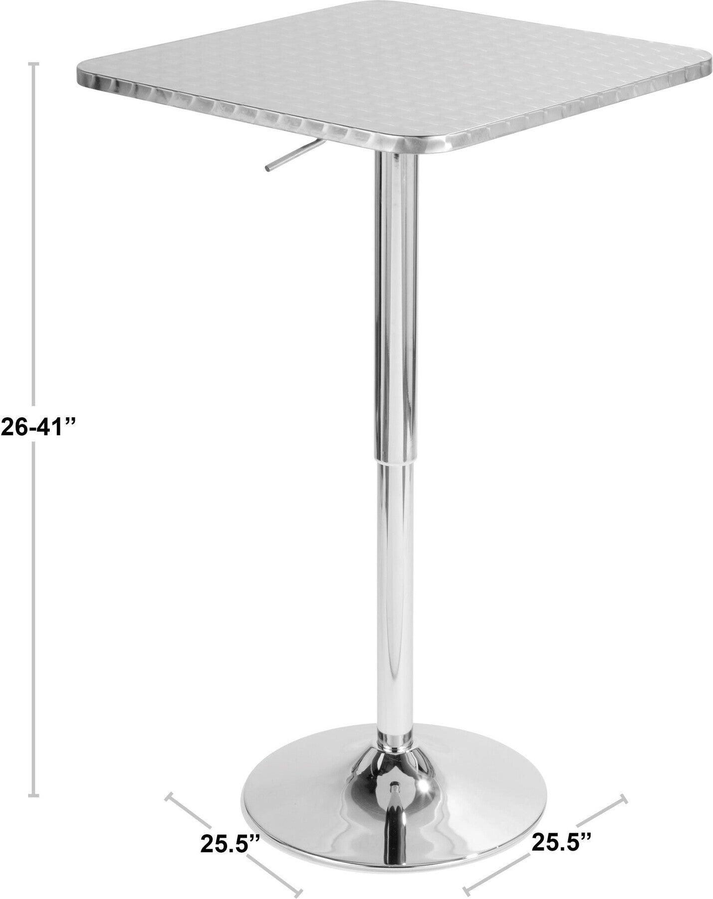Lumisource Bar Tables - Bistro Contemporary Adjustable Square Bar Table in Silver