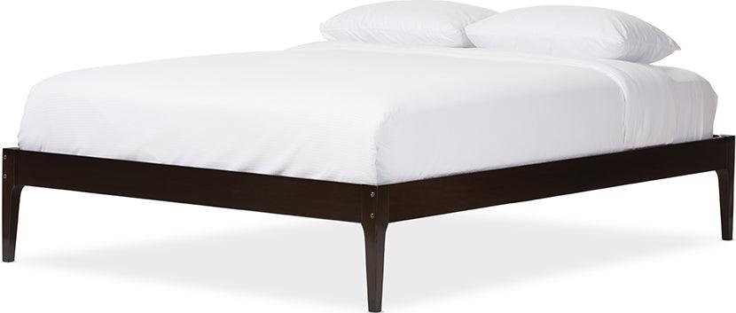 Wholesale Interiors Beds - Bentley Mid-Century Modern Cappuccino Finishing Solid Wood Queen Size Bed Frame