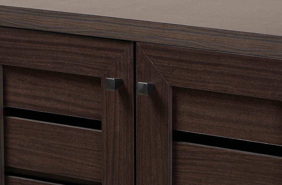 Wholesale Interiors Shoe Storage - Salma Dark Brown Finished Wood 2-Door Shoe Storage Cabinet