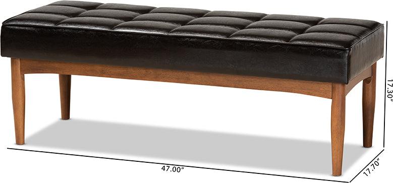 Wholesale Interiors Benches - Sanford Dark Brown Faux Leather Upholstered and Walnut Brown Finished Wood Dining Bench