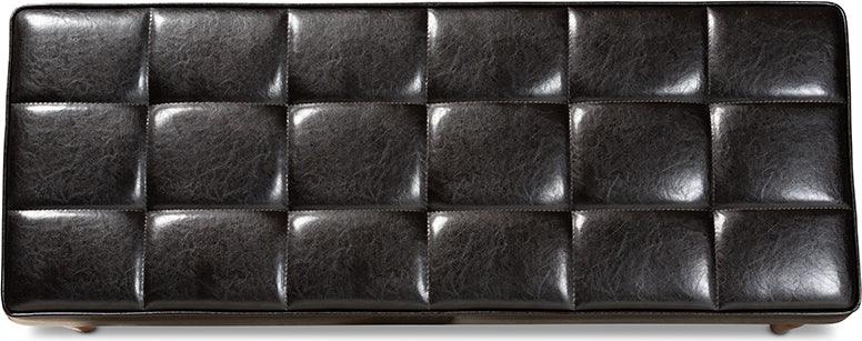 Wholesale Interiors Benches - Sanford Dark Brown Faux Leather Upholstered and Walnut Brown Finished Wood Dining Bench