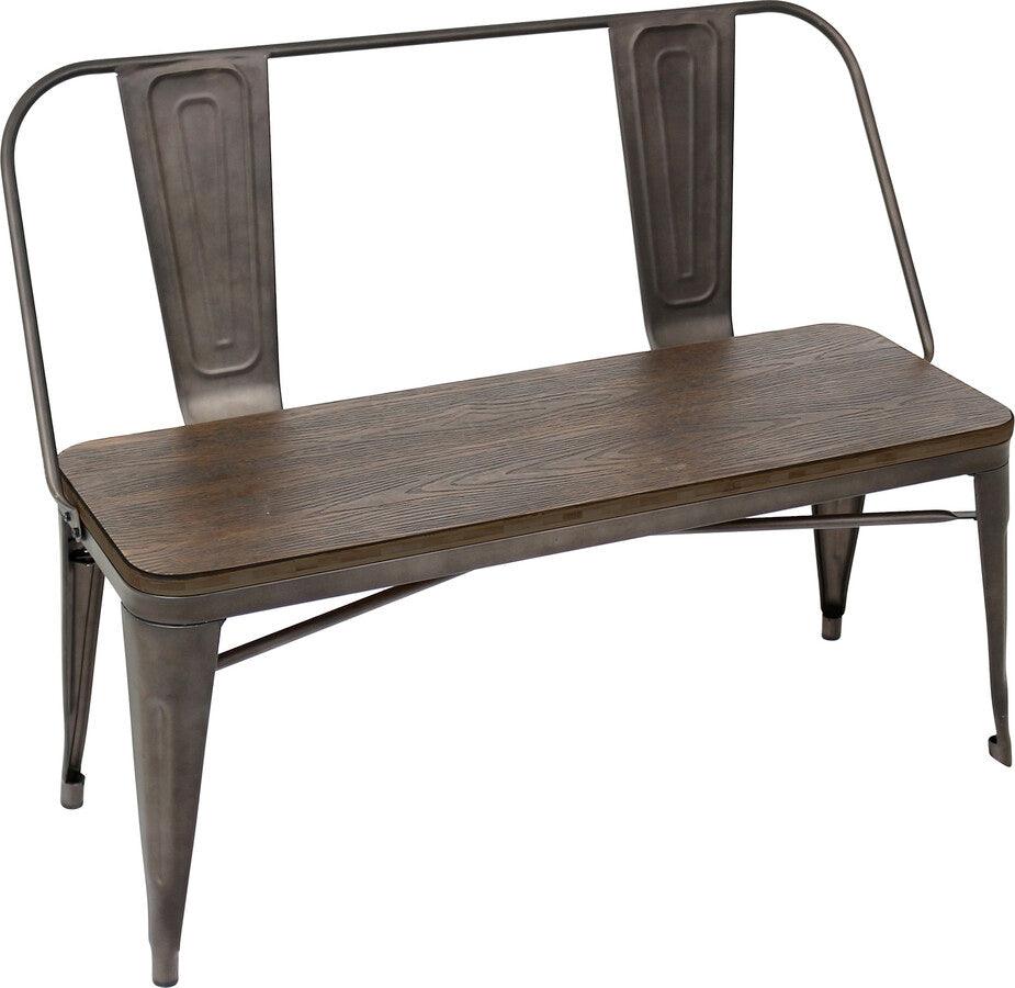 Lumisource Benches - Oregon Industrial-Farmhouse Bench in Antique and Espresso
