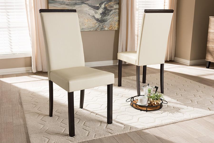 Wholesale Interiors Dining Chairs - Daveney Modern And Contemporary Cream Faux Leather Upholstered Dining Chair (Set Of 2)