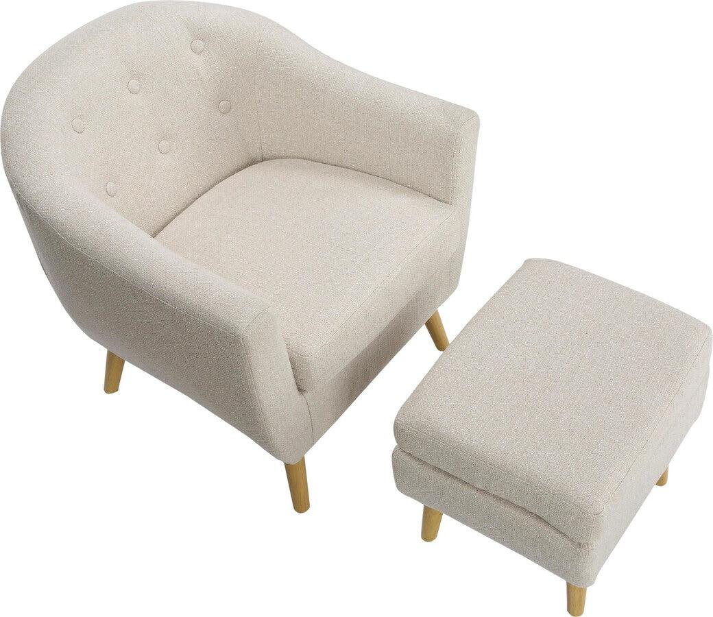 Lumisource Accent Chairs - Rockwell Accent Chair & Ottoman In Cream Fabric