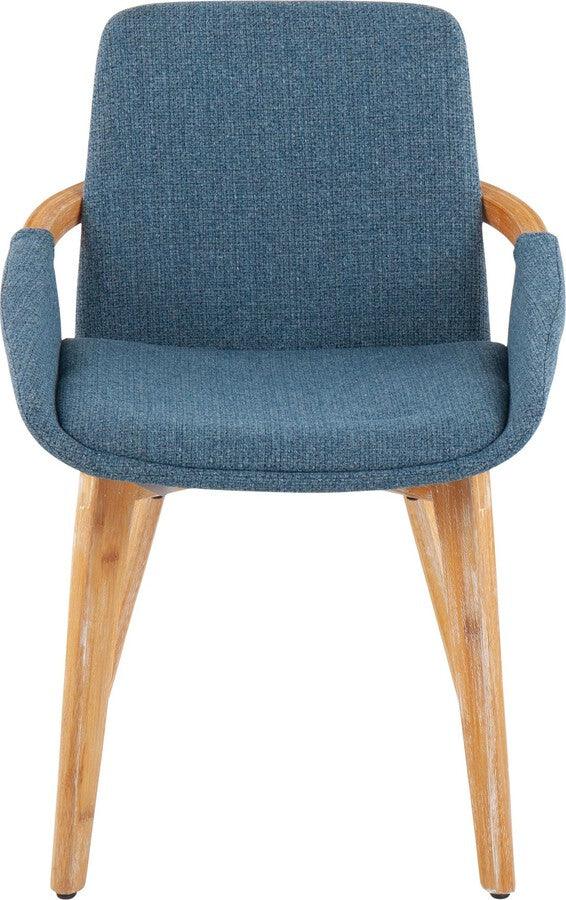 Lumisource Accent Chairs - Cosmo Mid-Century Chair In Natural Bamboo & Blue Fabric