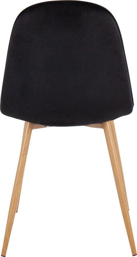 Lumisource Accent Chairs - Pebble Contemporary Chair In Natural Wood Metal & Black Velvet (Set of 2)