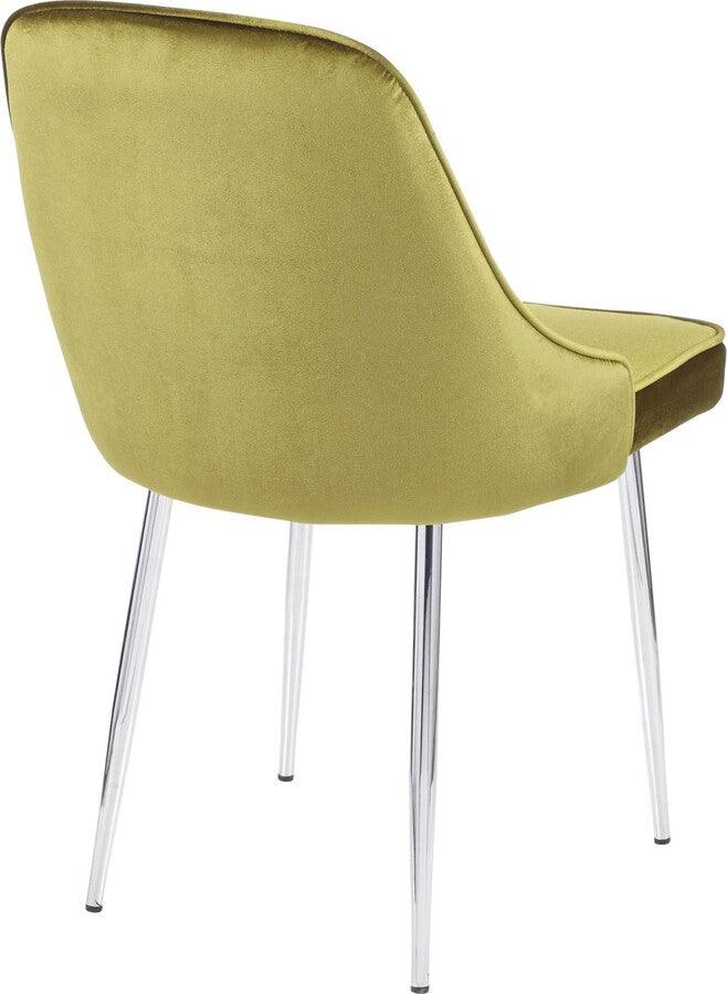 Lumisource Dining Chairs - Marcel Contemporary Dining Chair with Chrome Frame and Green Velvet Fabric - Set of 2