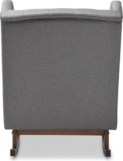Wholesale Interiors Rocking Chairs - Iona Mid-century Retro Modern Grey Fabric Button-tufted Wingback Rocking Chair